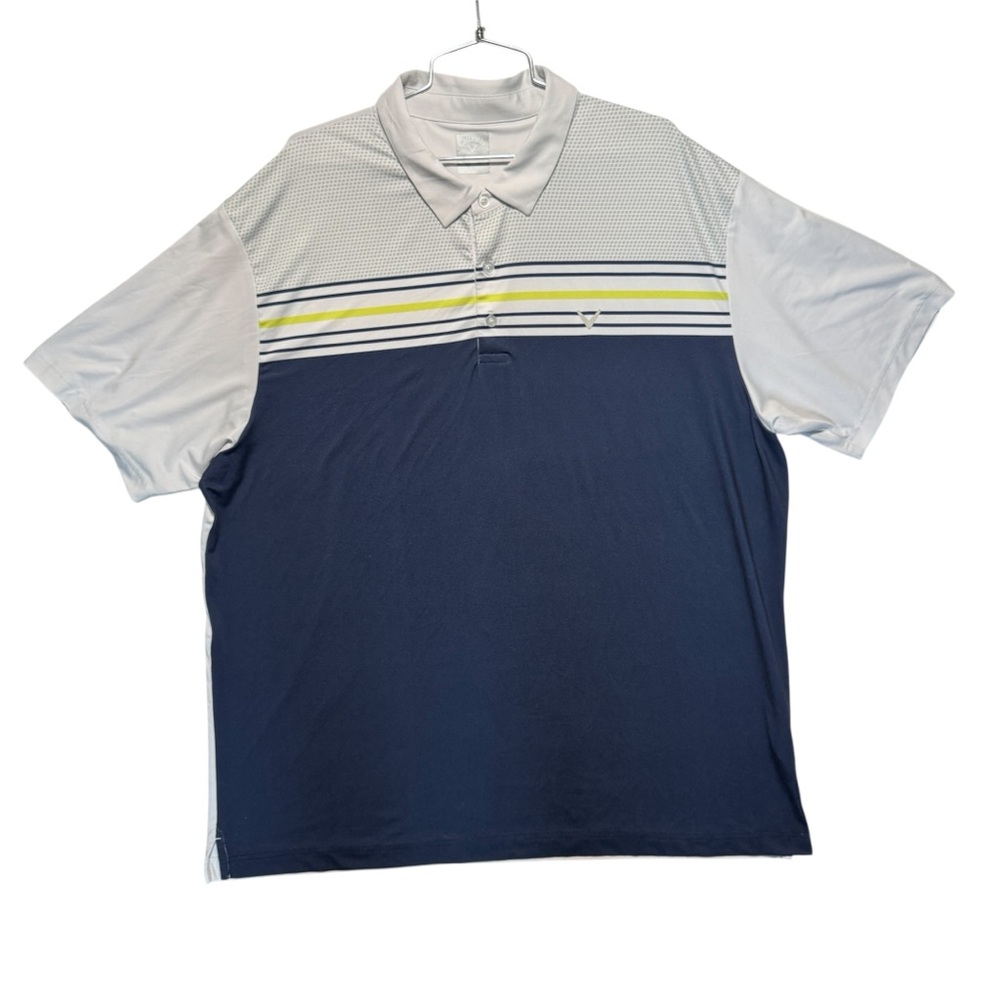 Callaway Opti Dri Golf Polo Shirt Men's 2XL Blue & White Striped